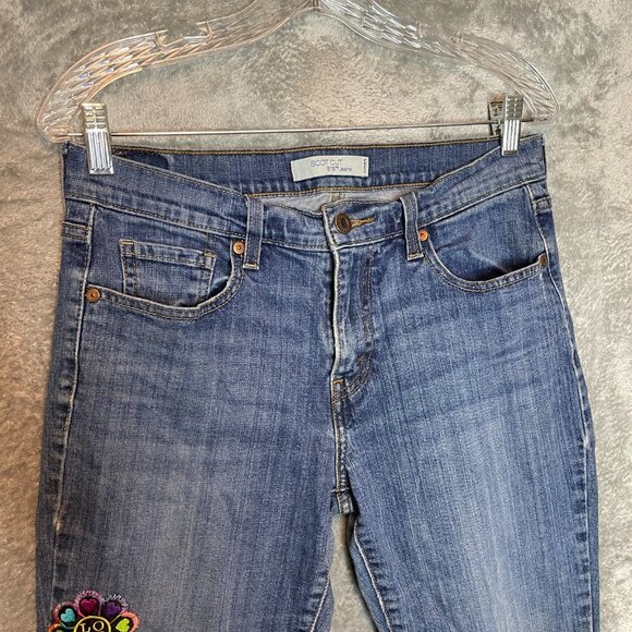 Levis 515 Women Flap Pocket Love Patch Mid Rise Stretch Bootcut Denim Jean 8 - Picture 3 of 13